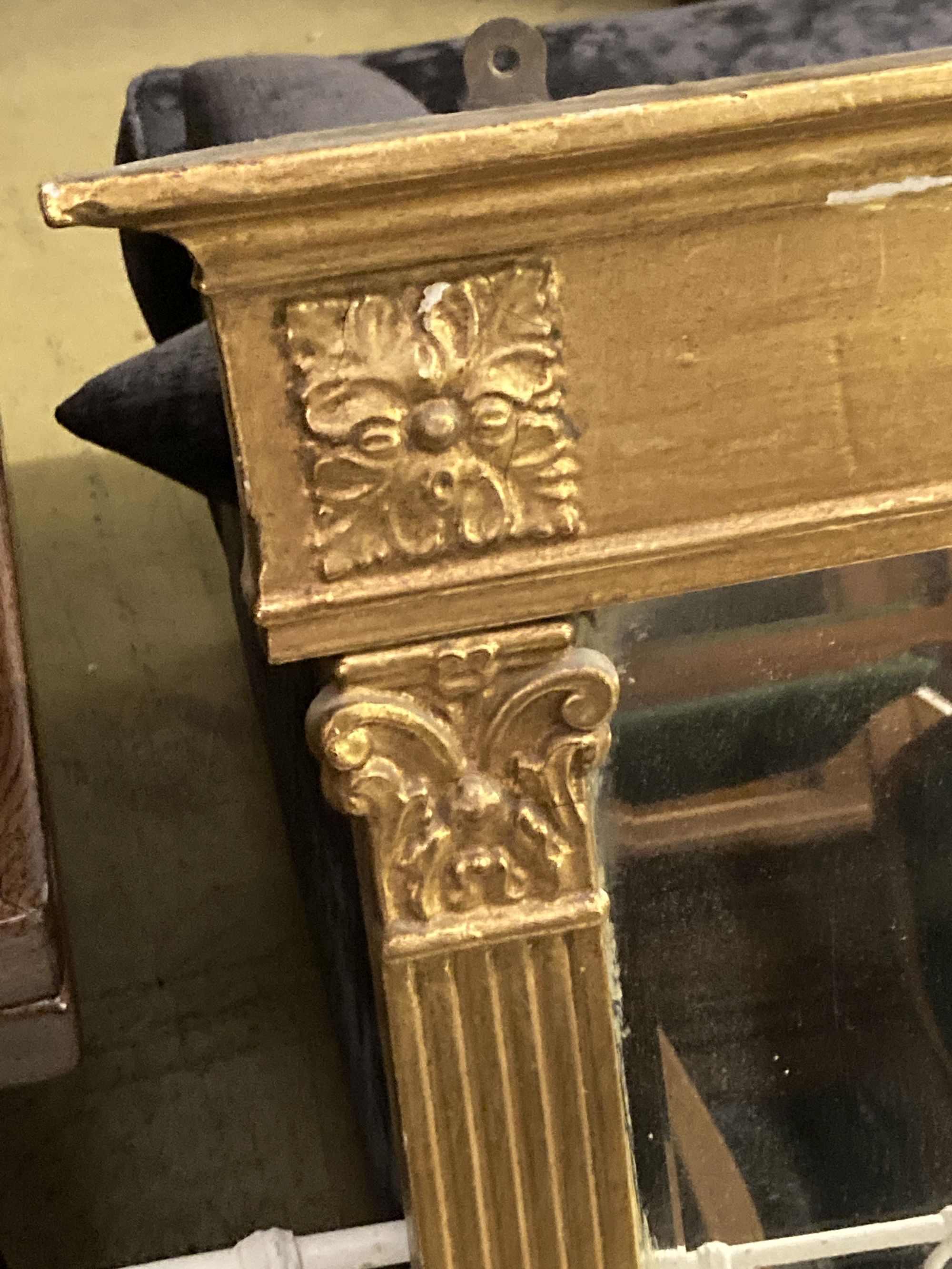 A Victorian gilt-framed overmantel mirror, width 110cm, height 61cm